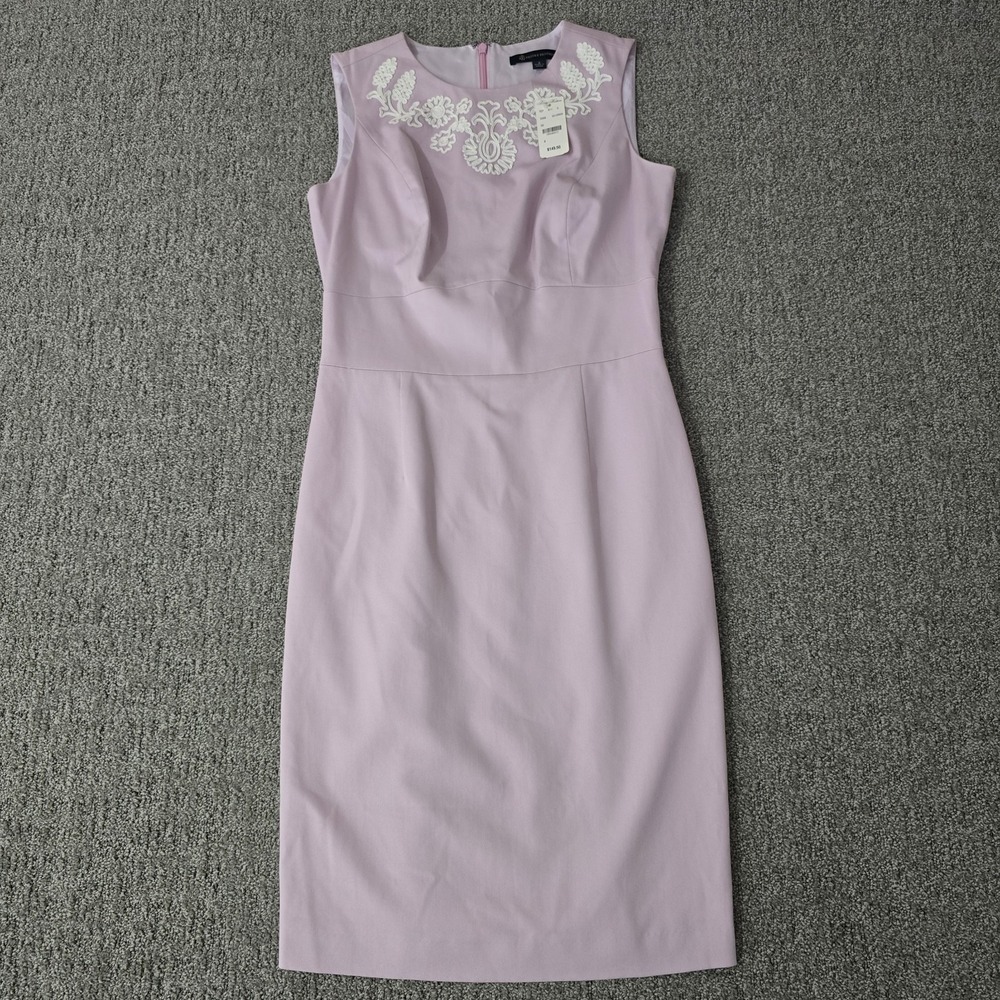 New Brooks Brothers Lillac Sheath Dress Womens 2 Embroidered Sleeveless Preppy